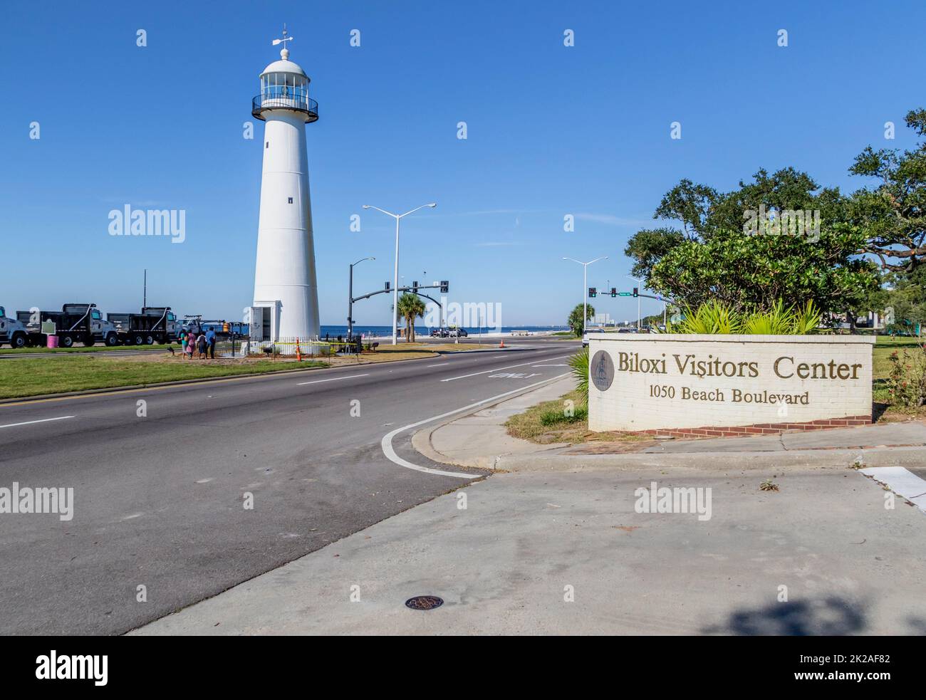 Phare de Billoxi sur la côte du golfe à Biloxi, Mississippi. Banque D'Images