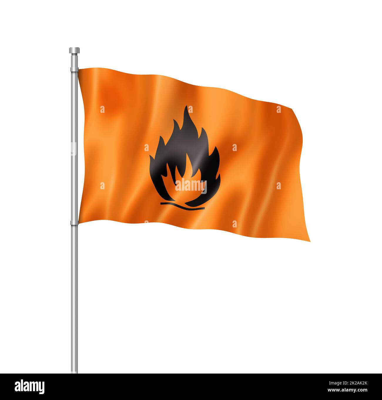 Drapeau d'icône inflammable isolé sur blanc Banque D'Images