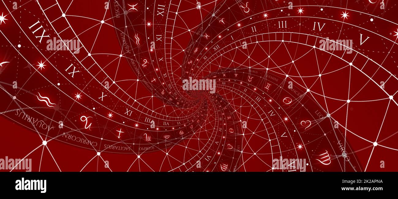 Signes du zodiaque arrière-plan de l'horoscope. Concept de fantaisie et de mystère Banque D'Images
