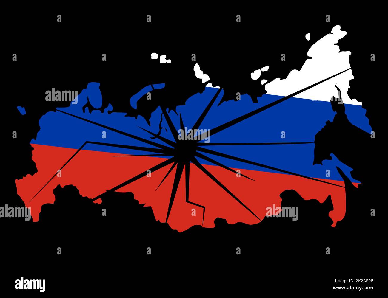 Destruction de l'État de la fédération de Russie en raison de sanctions. La division du pays et la cessation de l'existence de la Russie. Résultat de l'attaque contre l'Ukraine et de la menace d'une guerre nucléaire dans le monde. Banque D'Images