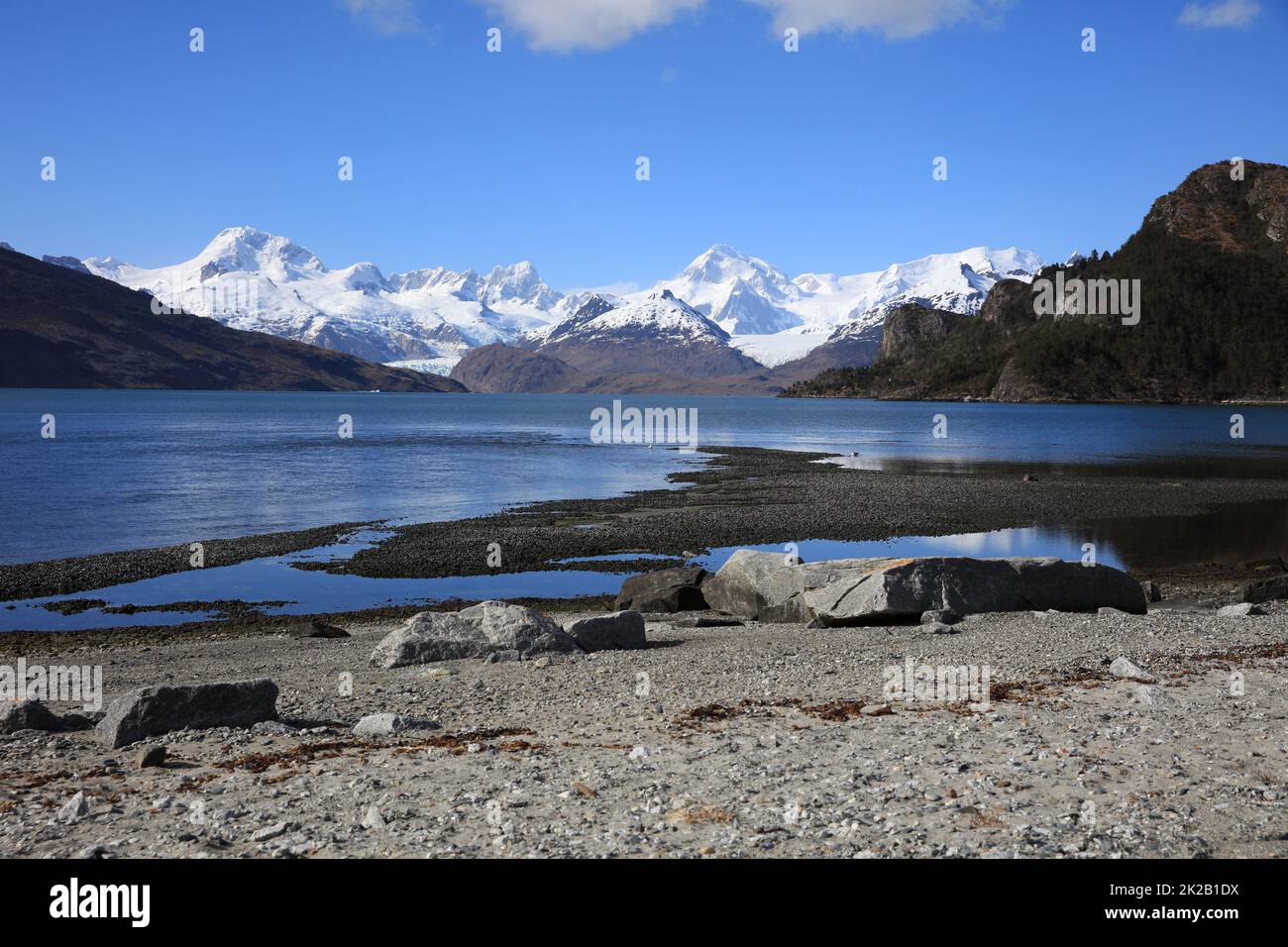 Baie d'Ainsworth et glacier Marinelli en Patagonie. Chili Banque D'Images