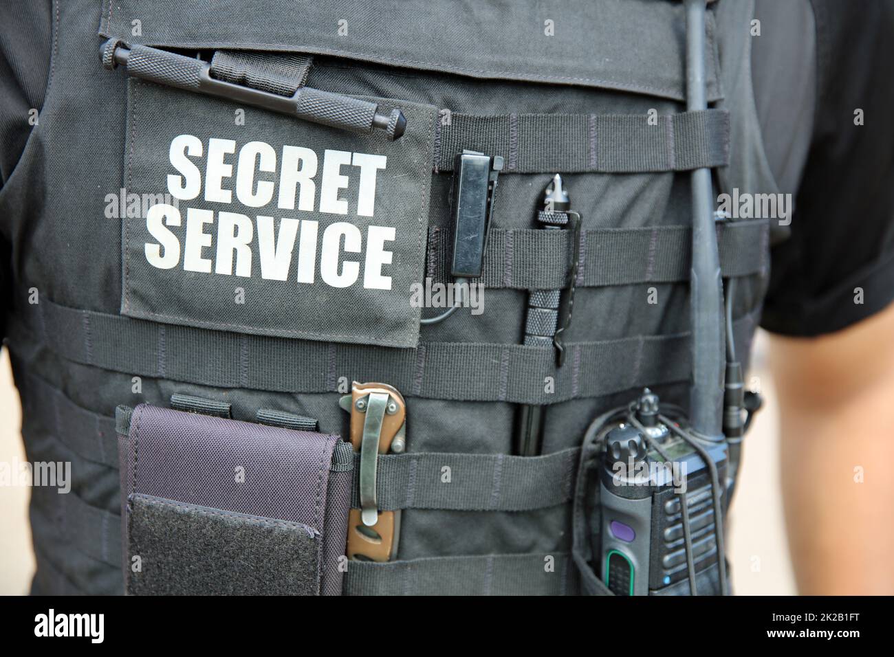 ÉTATS-UNIS Agent des services secrets devant la Maison Blanche. Washington DC. ÉTATS-UNIS Banque D'Images