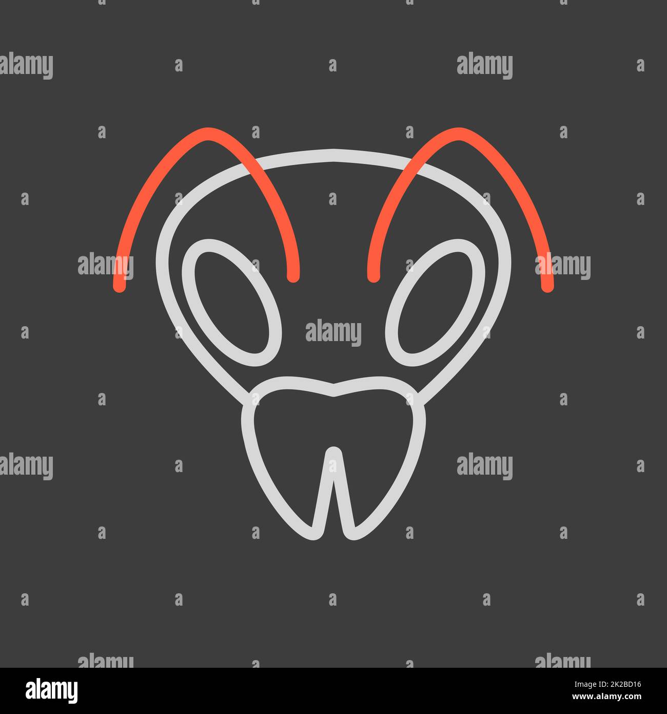 Icône abeille. Symbole vecteur tête d'animal Banque D'Images