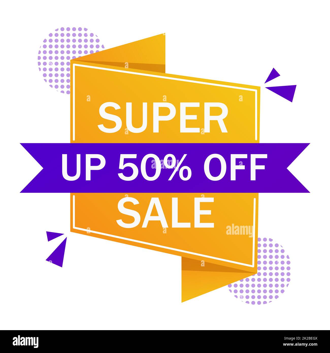 Bannière web abstraite blanche, carte de visite, modèle SUPER SALE 50 pour cent - Vector Banque D'Images