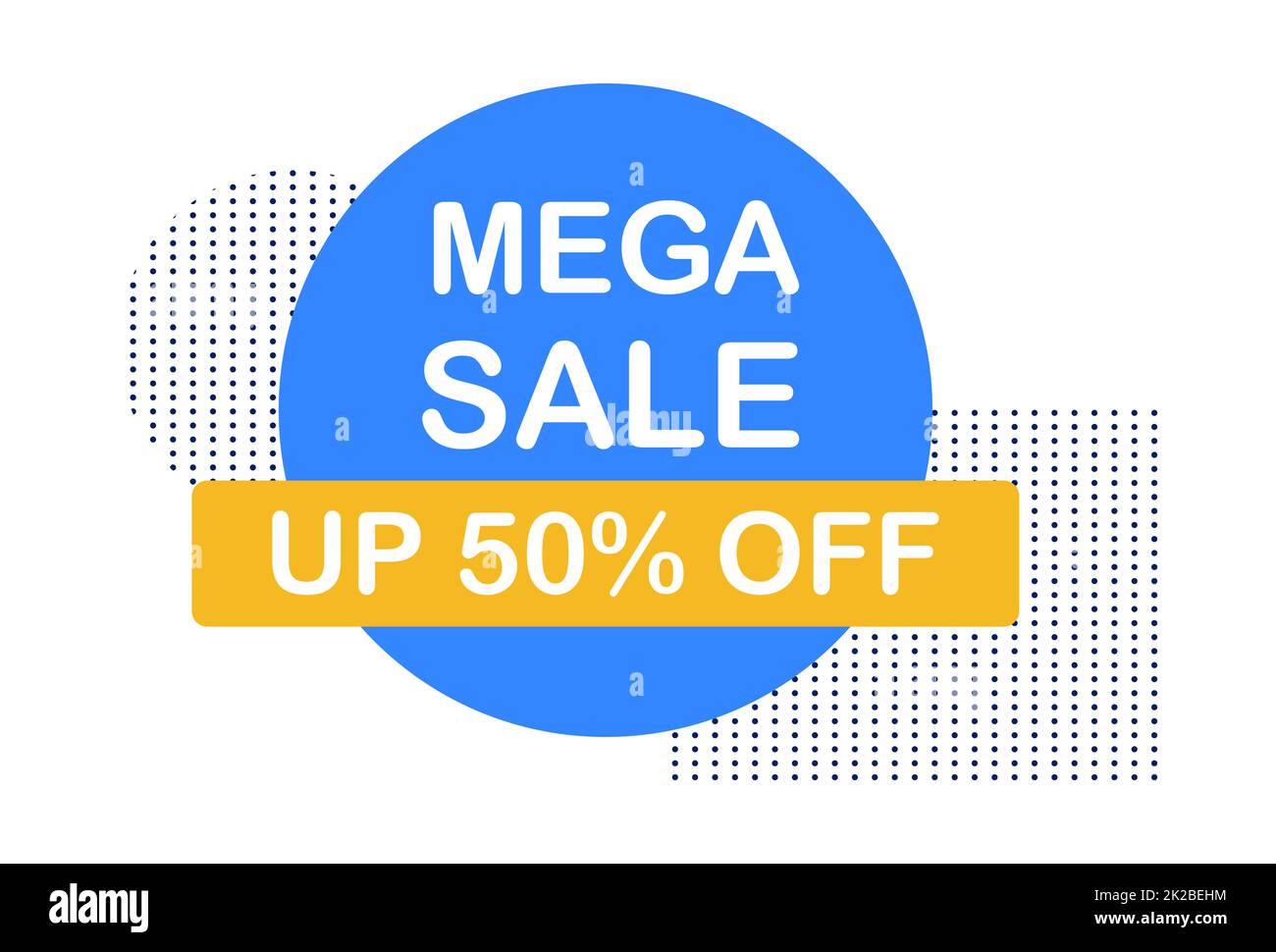 Bannière web abstraite, carte de visite, modèle MEGA SOLDE 50% - Vector Banque D'Images
