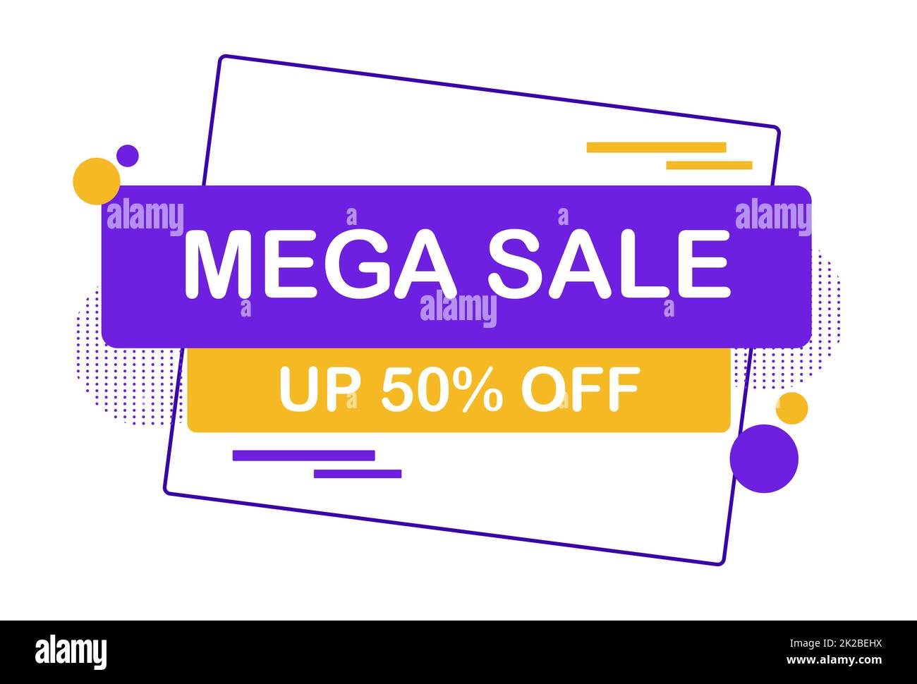 Bannière web abstraite, carte de visite, modèle MEGA SOLDE 50% - Vector Banque D'Images