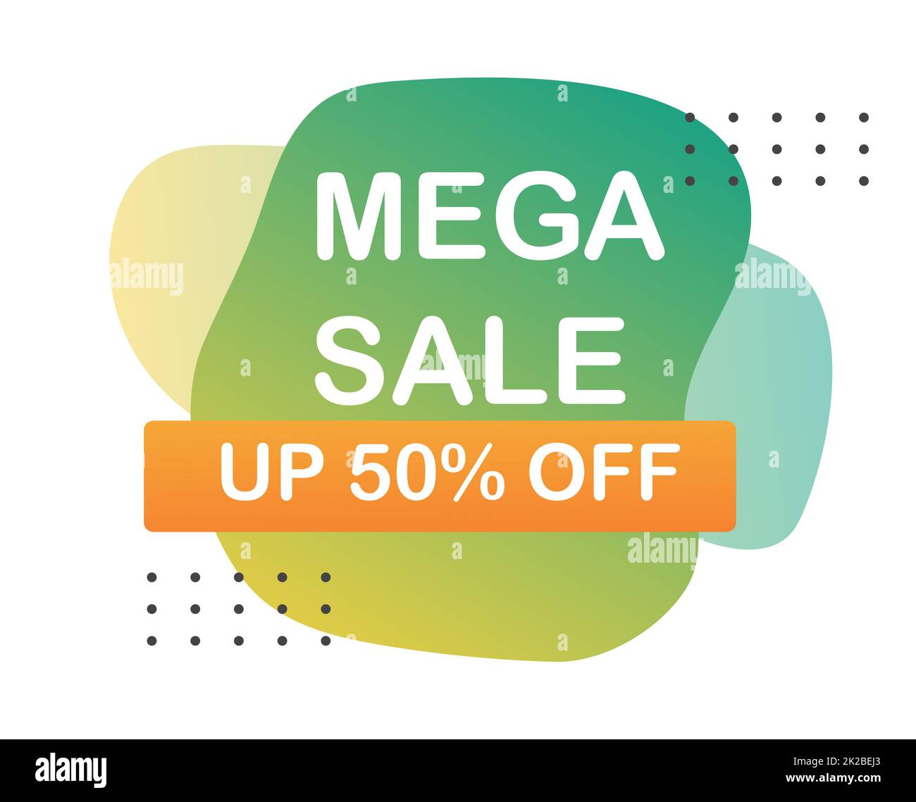 Bannière web abstraite, carte de visite, modèle MEGA SOLDE 50% - Vector Banque D'Images