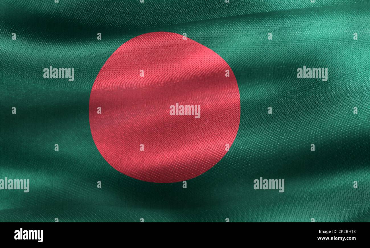 Drapeau du Bangladesh - drapeau du tissu de l'ondulation réaliste Banque D'Images