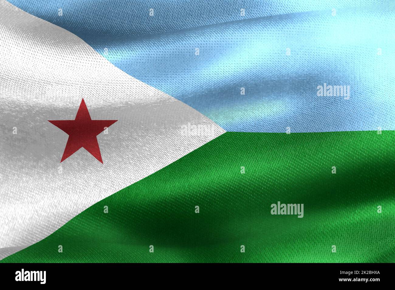 Drapeau de Djibouti - drapeau de tissu d'ondulation réaliste Banque D'Images