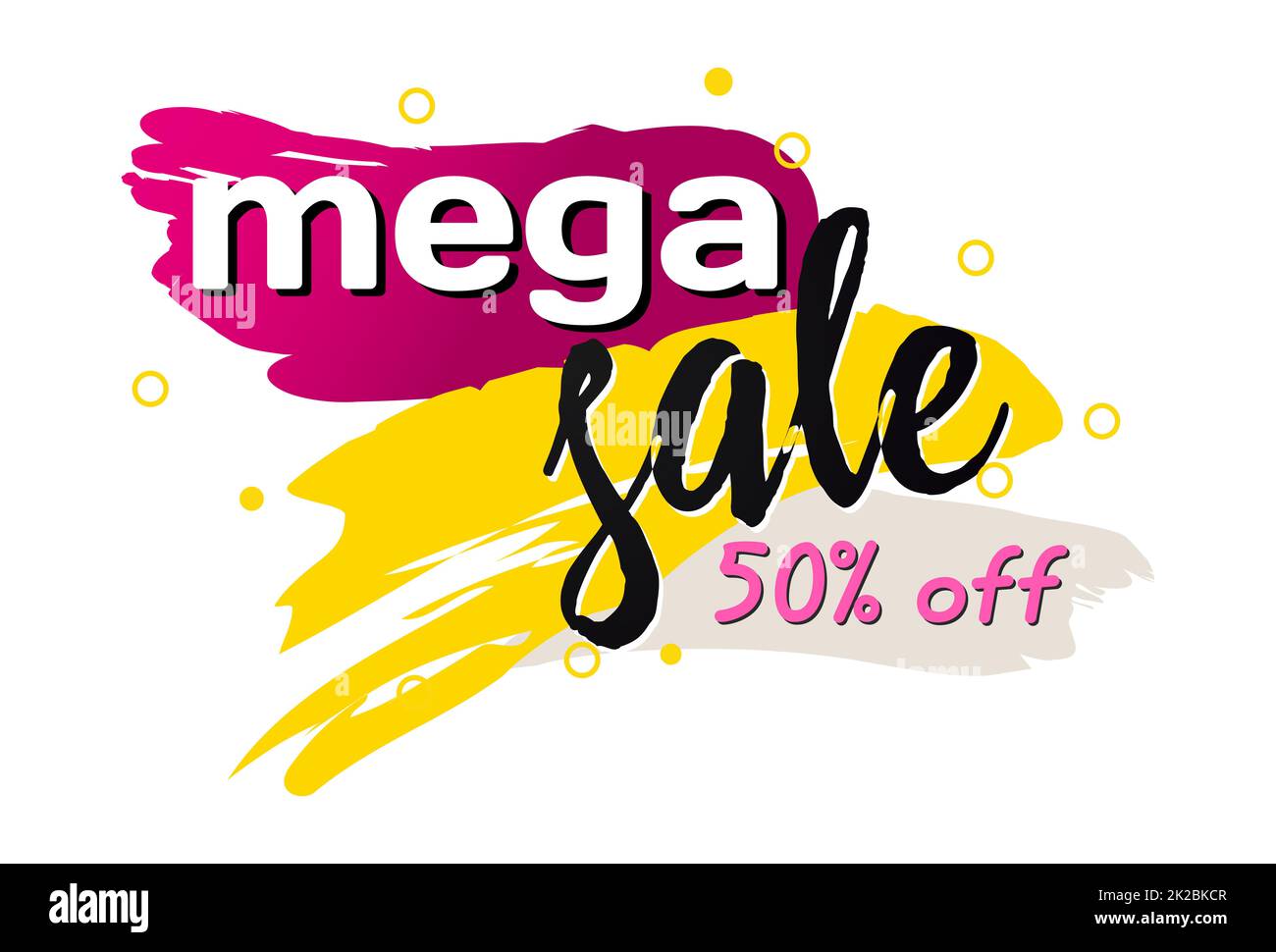 Bannière web abstraite, carte de visite, modèle MEGA SOLDE 50% - Vector Banque D'Images