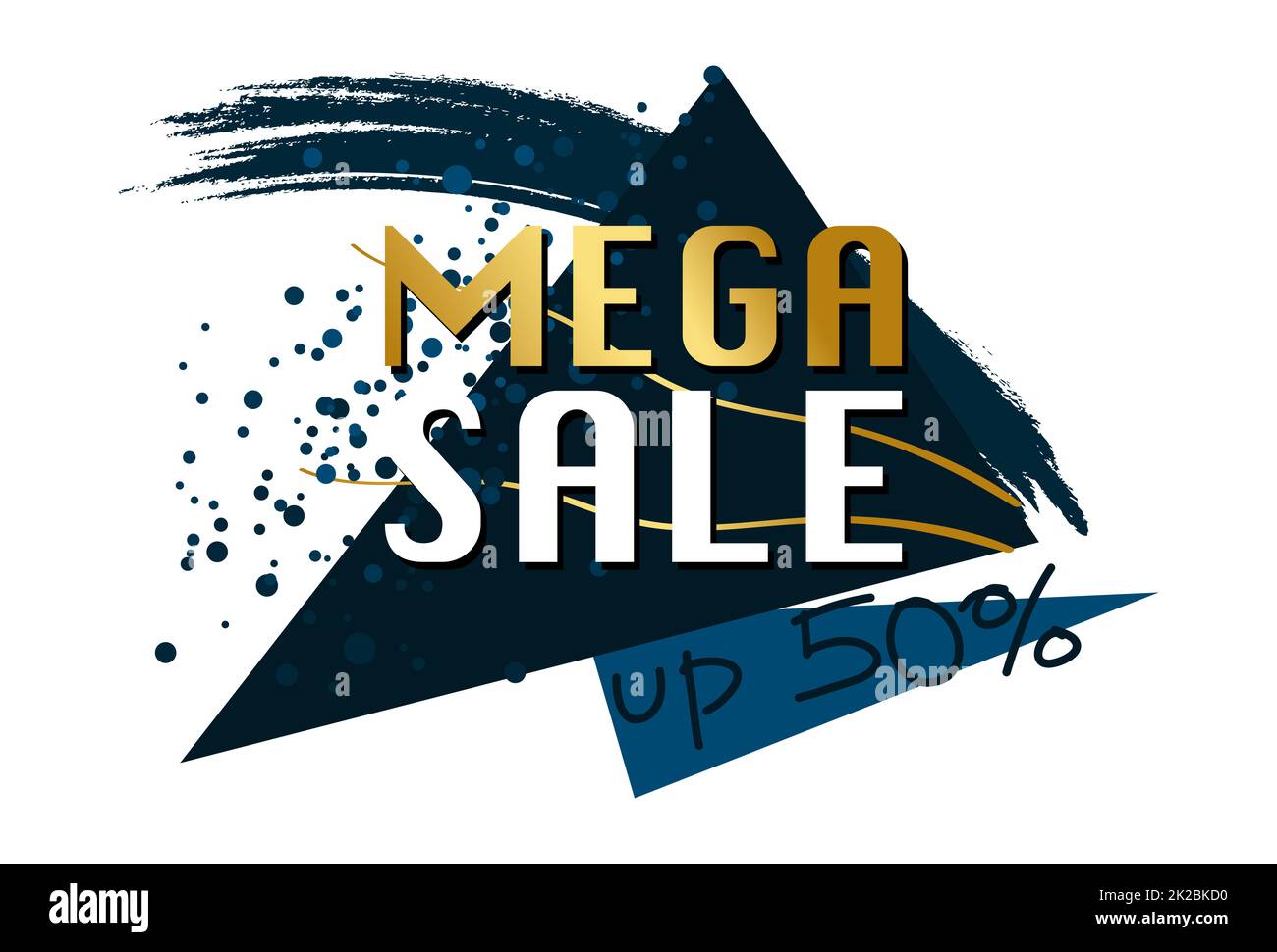 Bannière web abstraite, carte de visite, modèle MEGA SOLDE 50% - Vector Banque D'Images