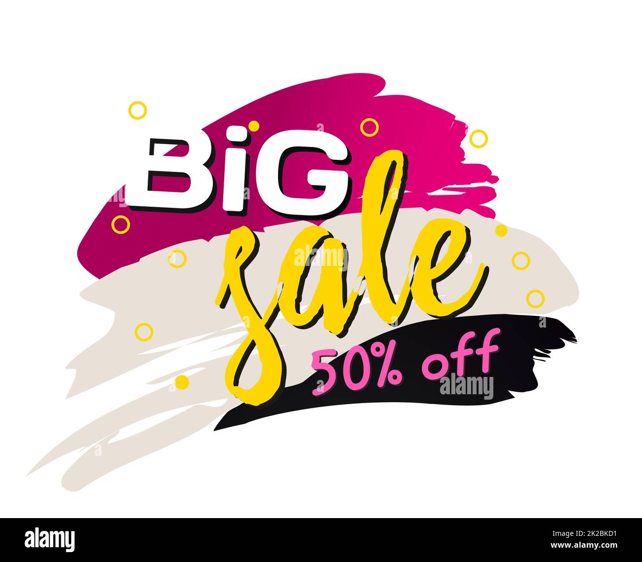 Bannière Web de peinture de frottis, carte de visite, modèle GRANDE VENTE 50 pour cent - Vector Banque D'Images