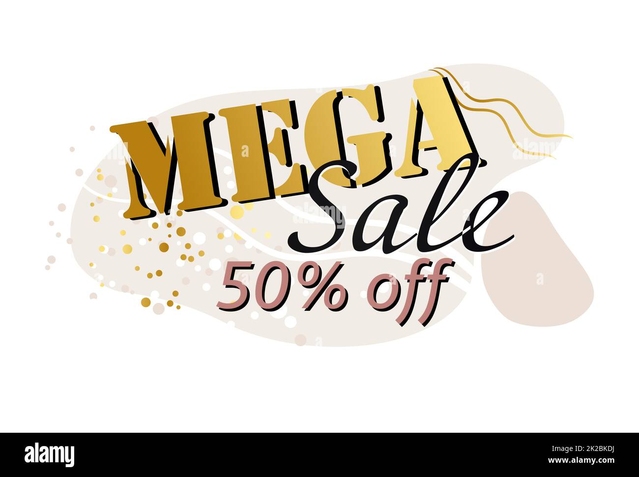 Bannière web abstraite, carte de visite, modèle MEGA SOLDE 50% - Vector Banque D'Images