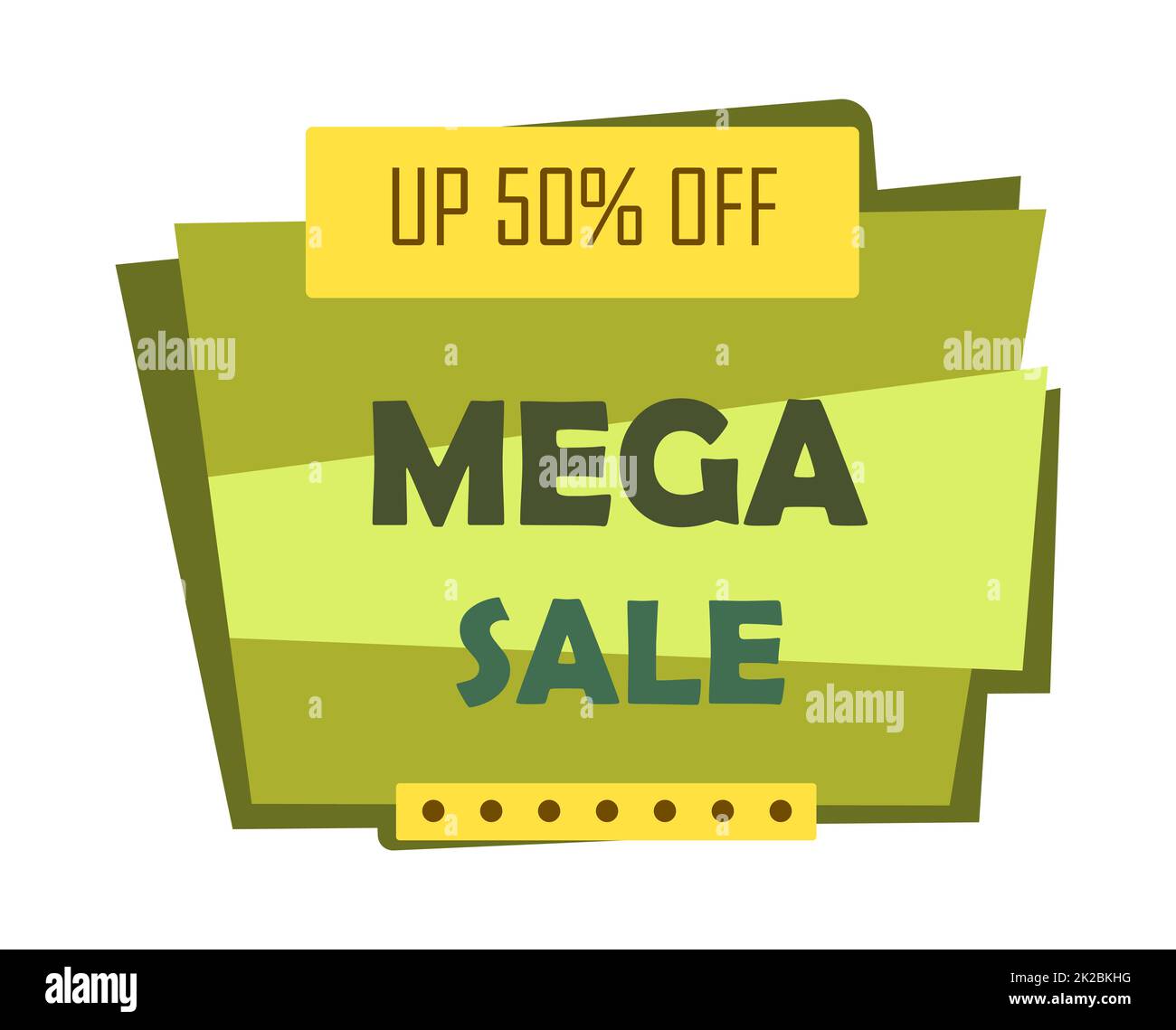 Bannière web abstraite, carte de visite, modèle MEGA SOLDE 50% - Vector Banque D'Images