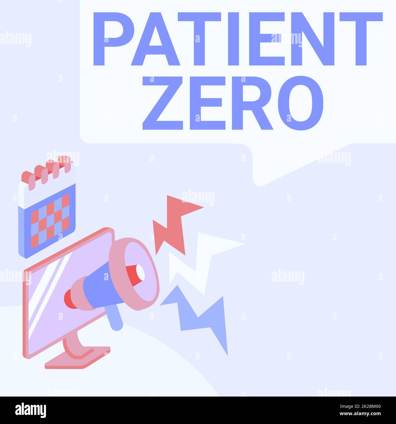 Écriture du texte affichant patient zéro. Mot pour le porteur de la maladie primaire de la maladie highlycontagieuse moniteur dessin avec Megaphone produisant l'éclairage au message . Banque D'Images