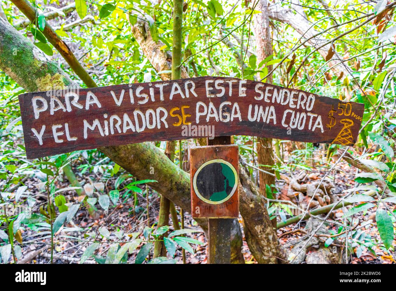 Sian Kaan National Park information entrée bienvenue Sing board Mexique. Banque D'Images