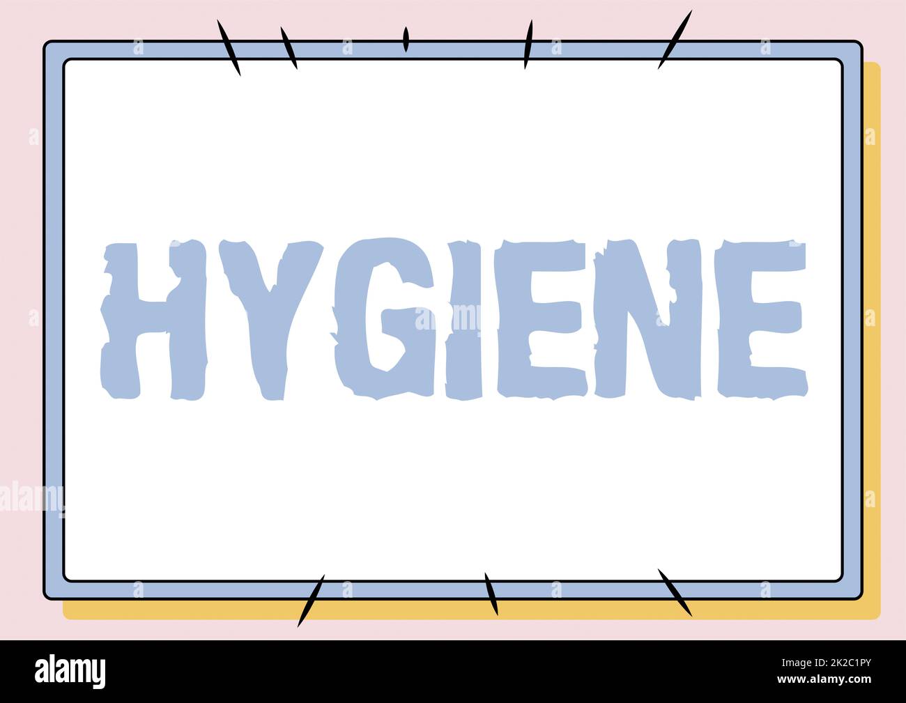 Légende conceptuelle hygiène. Étude photo conceptuelle de la science de l'établissement et du maintien de la santé lignes illustrées Fonds avec diverses formes et couleurs. Banque D'Images