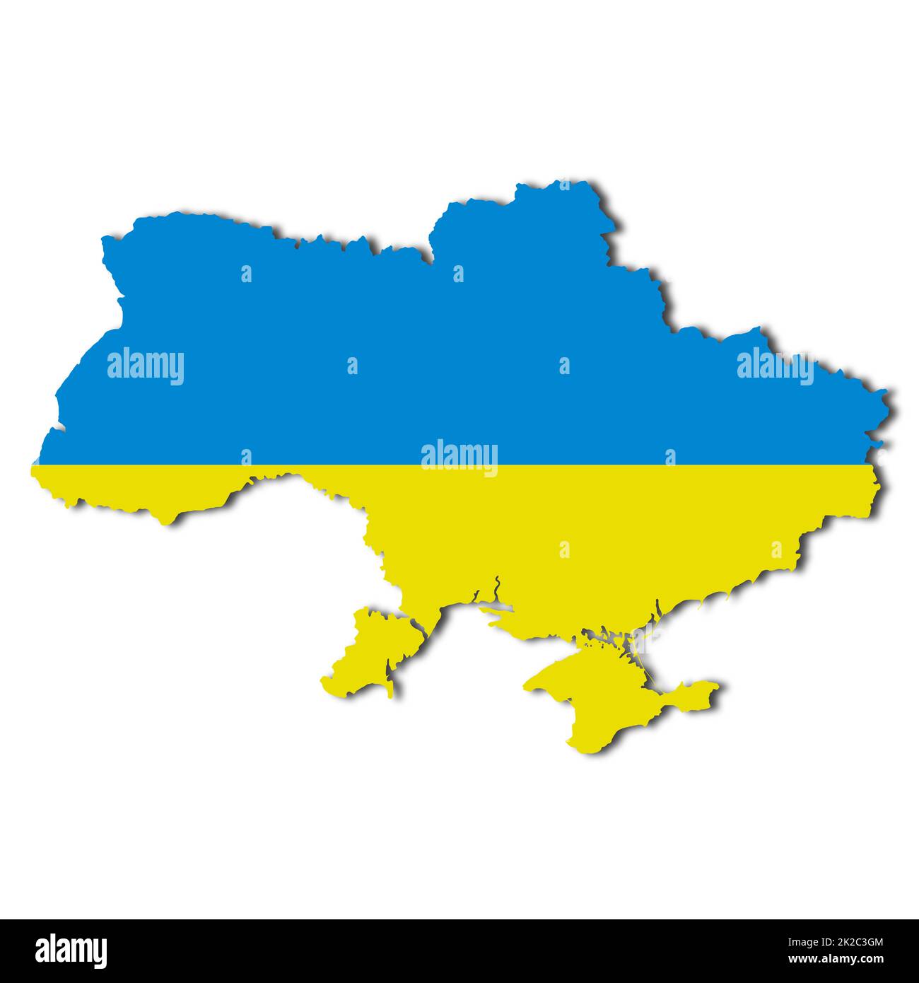 Carte de l'Ukraine sur fond blanc avec illustration du chemin d'écrêtage 3D Banque D'Images