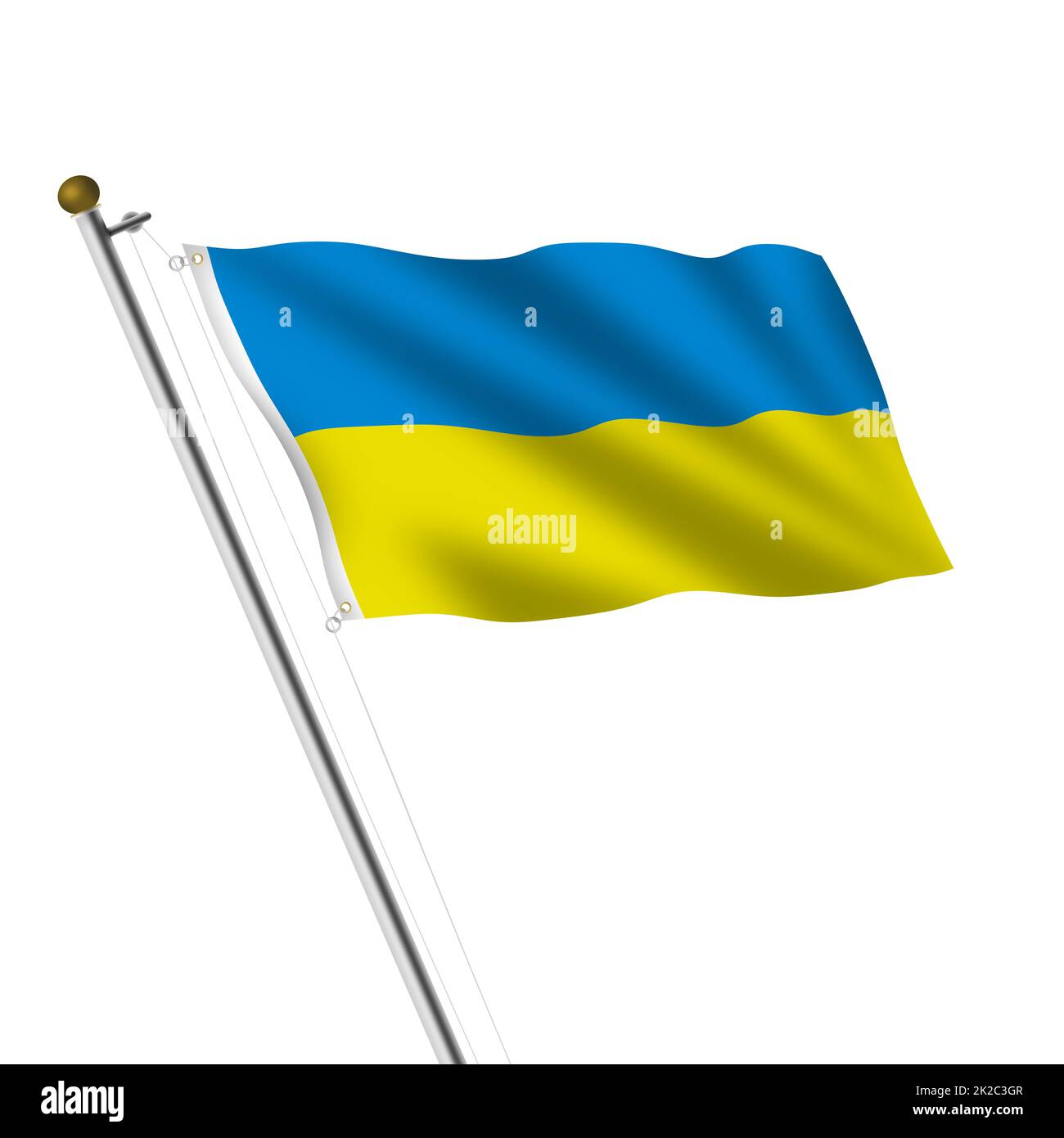 Illustration du mât 3D en Ukraine sur blanc avec chemin de coupure Banque D'Images