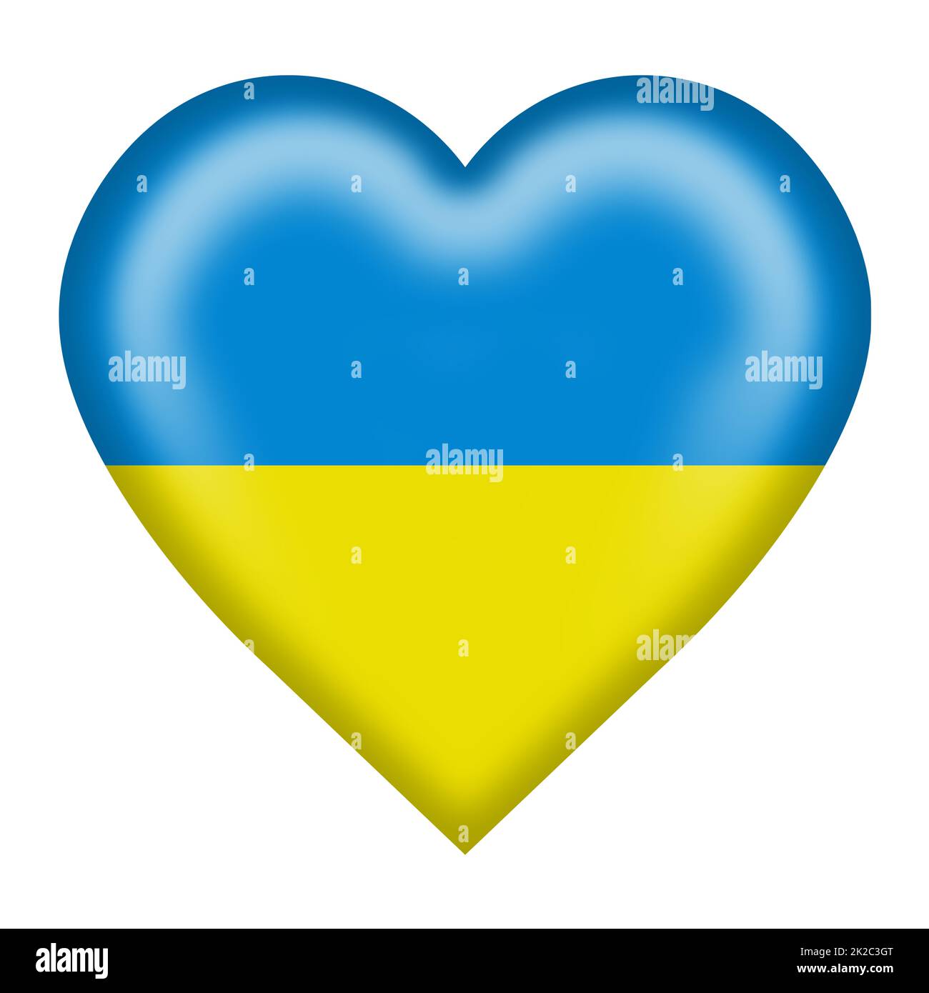 Bouton de coeur de drapeau d'Ukraine isolé sur blanc avec le chemin d'écrêtage 3D illustration Banque D'Images