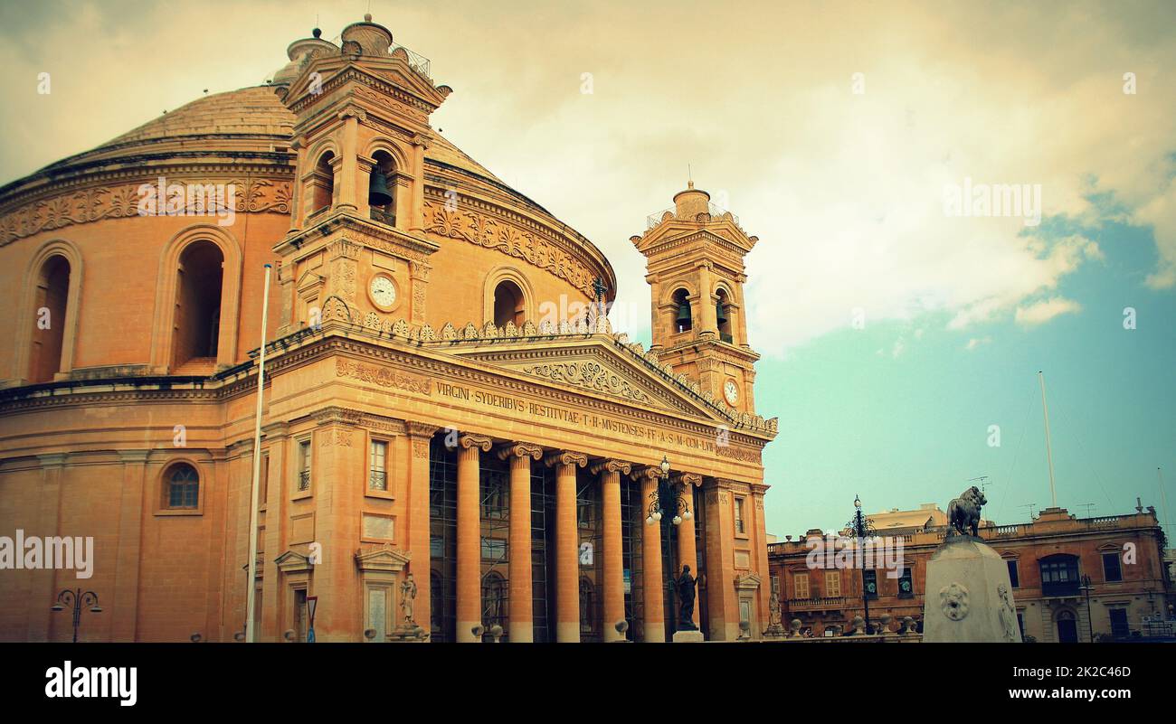 Mosta, Malte - l'église de l'Assomption de Notre-Dame, communément appelé la rotonde de Mosta ou dôme de Mosta Banque D'Images