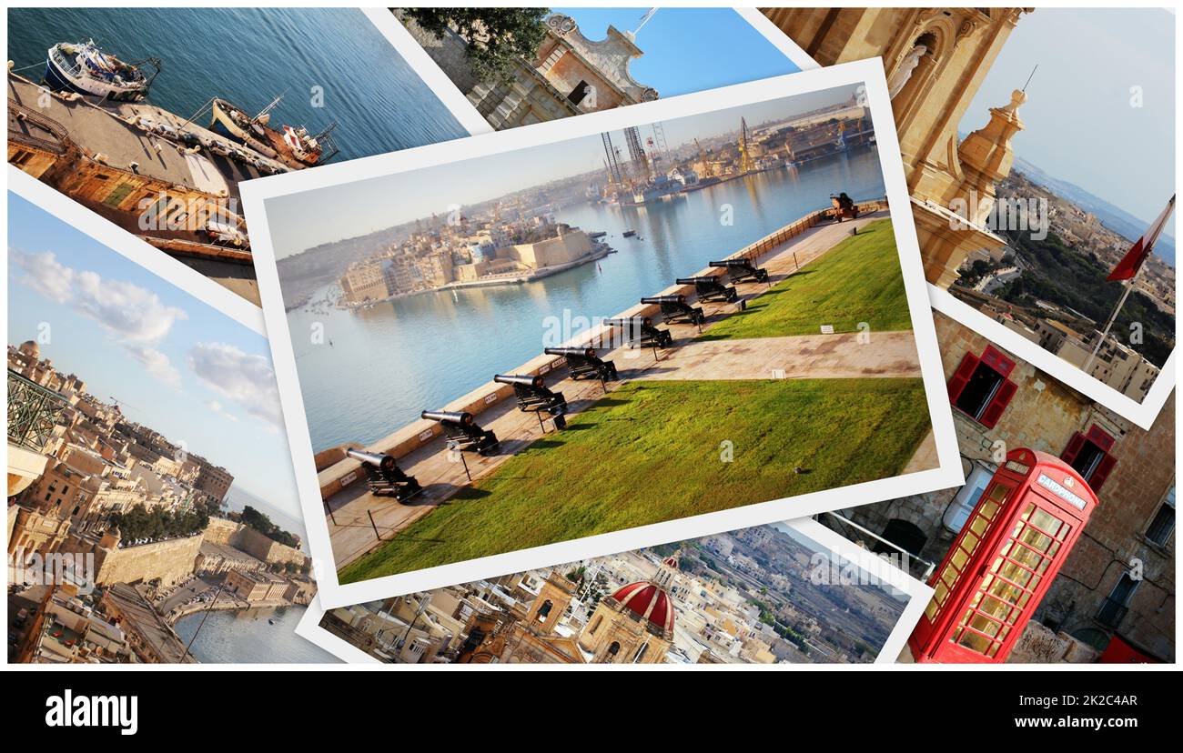 Collage photos belles vues de Malte Banque D'Images
