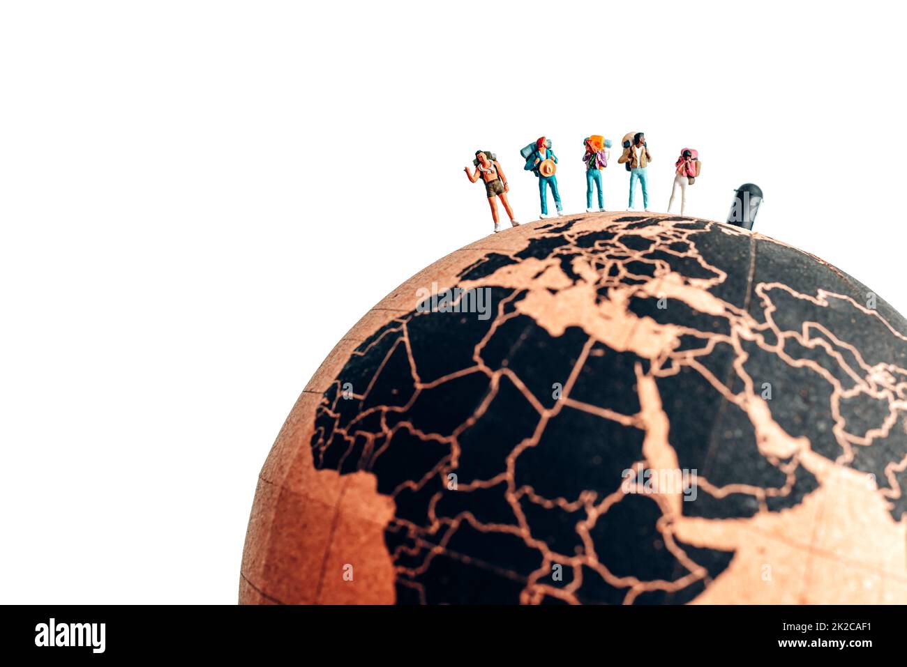 Groupe de randonneurs miniatures. Concept de voyage Banque D'Images