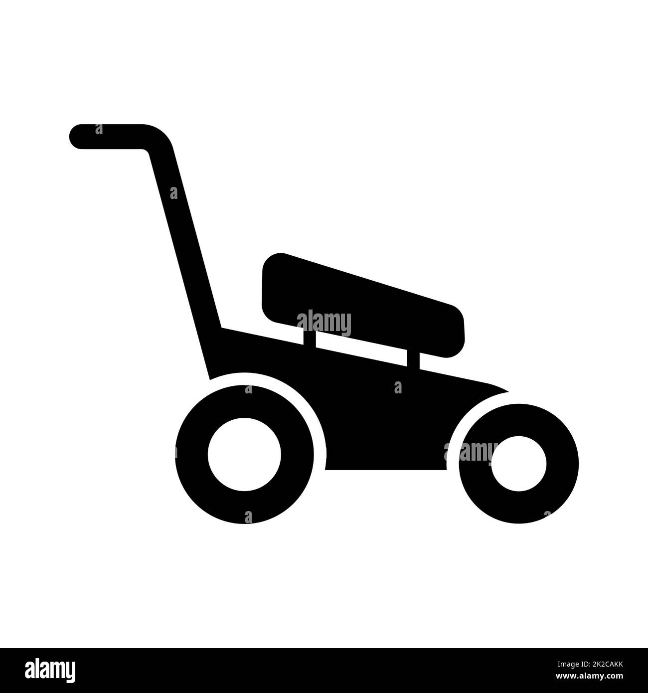 Icône de vecteur de tondeuse à gazon. Coupe-herbe de jardinage Banque D'Images