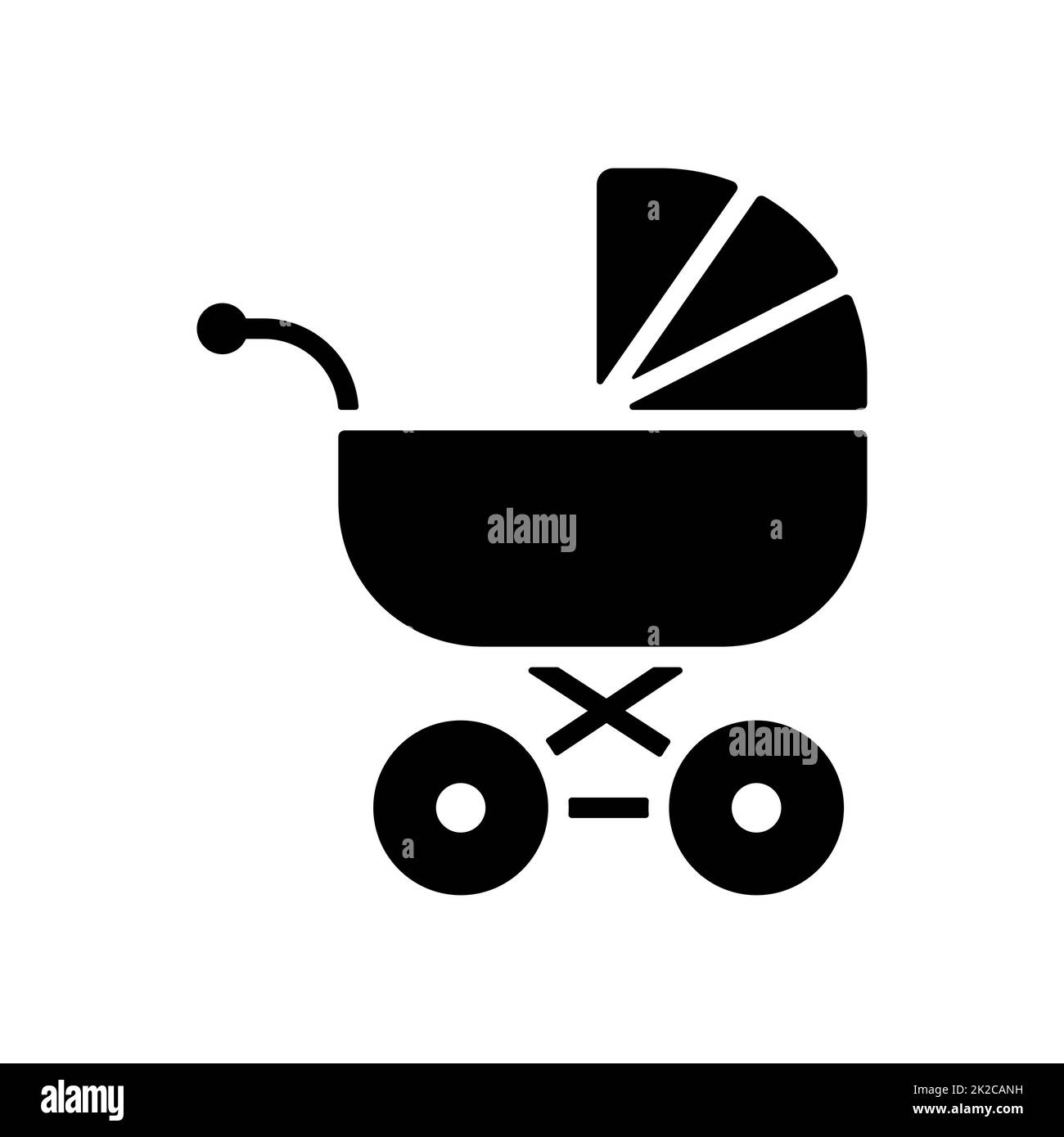 Poussette bébé, icône de glyphe de vecteur de chariot Banque D'Images