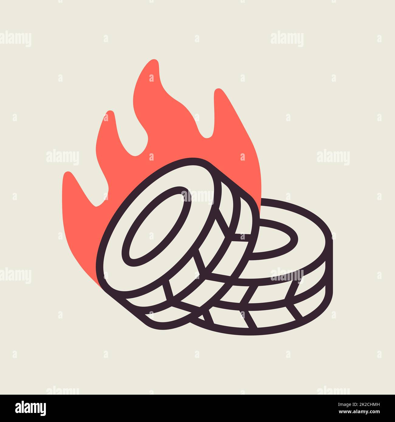 Deux pneus en feu de terre barricade révolutionnaire Banque D'Images