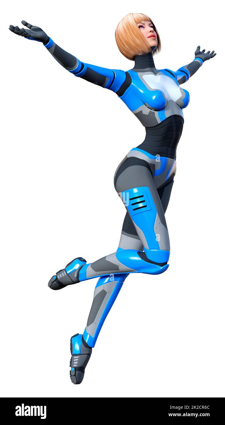 Le Rendu 3D Robot femelle on White Banque D'Images