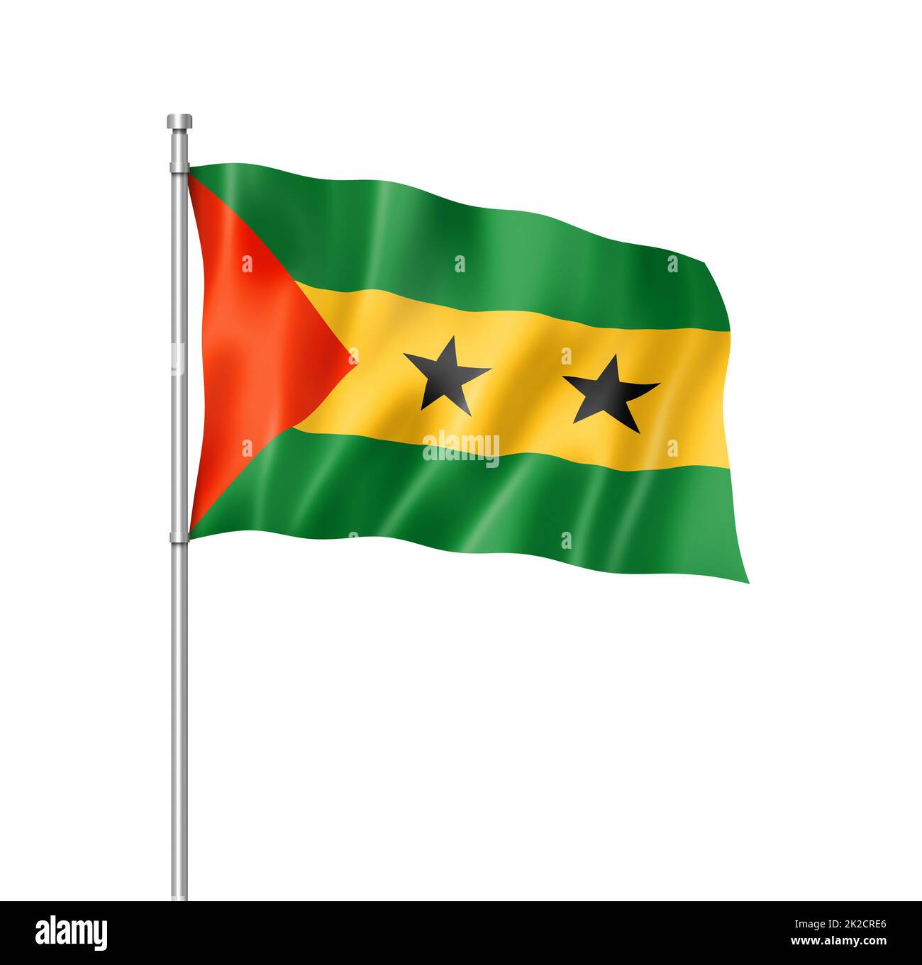 Drapeau de Sao Tomé-et-principe isolé sur blanc Banque D'Images