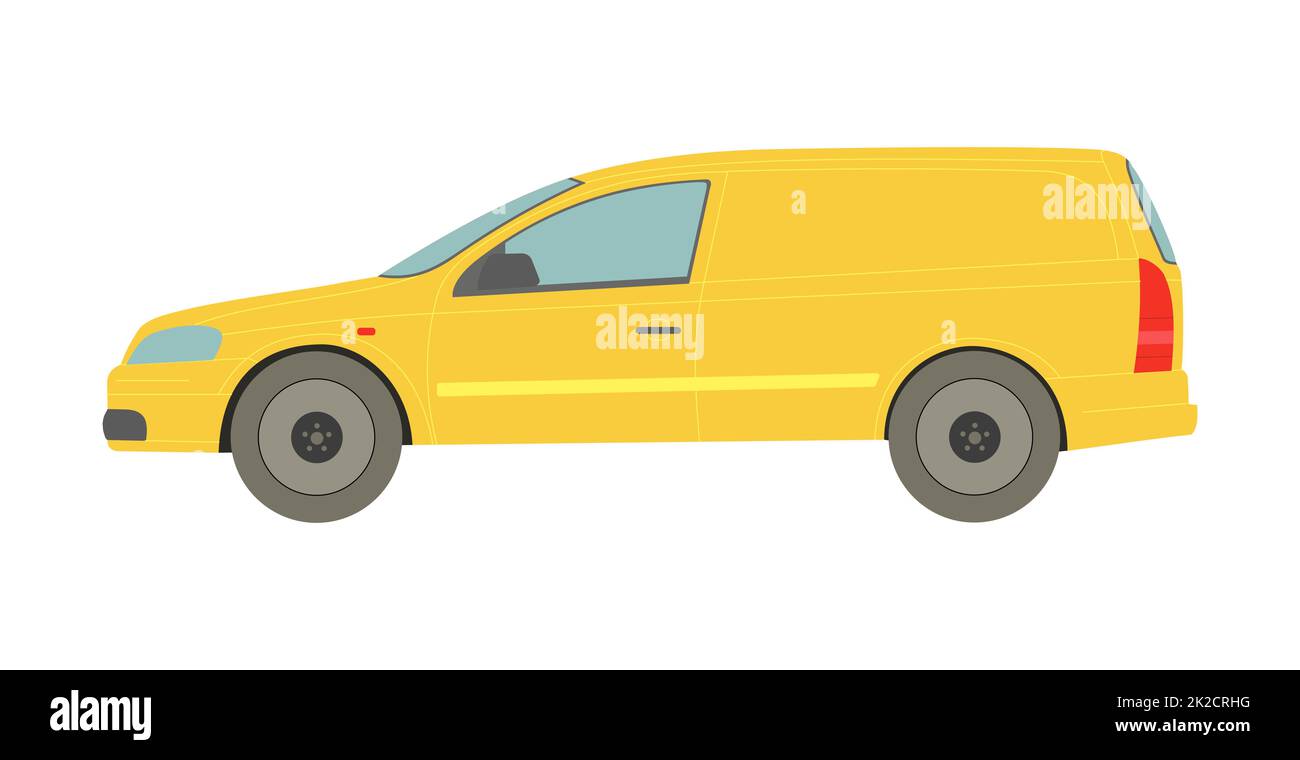 Fourgonnette utilitaire jaune sur fond blanc - Vector Banque D'Images