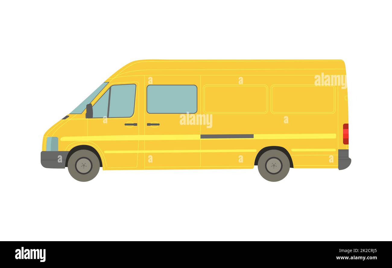 Grand minibus jaune sur fond blanc - Vector Banque D'Images