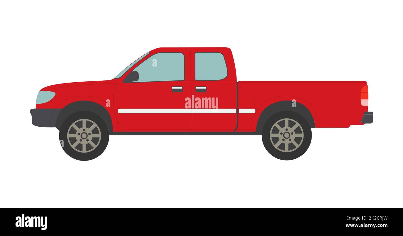 Grand pick-up rouge isolé sur fond blanc - Vector Banque D'Images