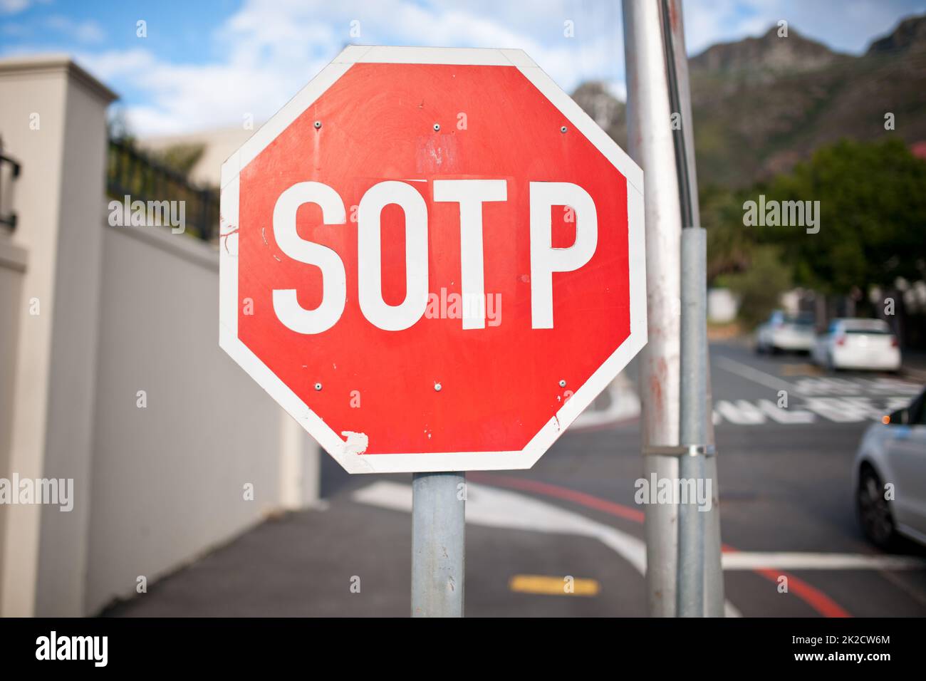 SOTP. Photo d'un panneau humoristique. Banque D'Images
