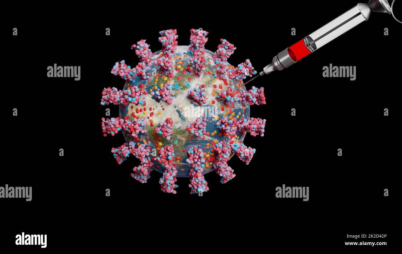 Seringue médicale avec aiguille pour la vaccination. Rendu 3D Banque D'Images