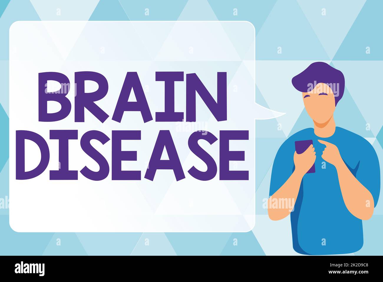 Écriture de texte affichant Brain Disease. Aperçu de l'entreprise un trouble neurologique qui détériore le système s est nerfs Homme Illustration utilisation de Mobile et affichage de la conversation de bulle de parole. Banque D'Images
