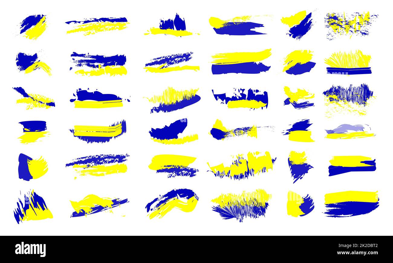 Fonds de grunge vectoriel. Arrière-plan bleu-jaune. Couleurs du drapeau ukrainien. Pinceau et craie dans les couleurs bleu-jaune de l'ukraine Banque D'Images