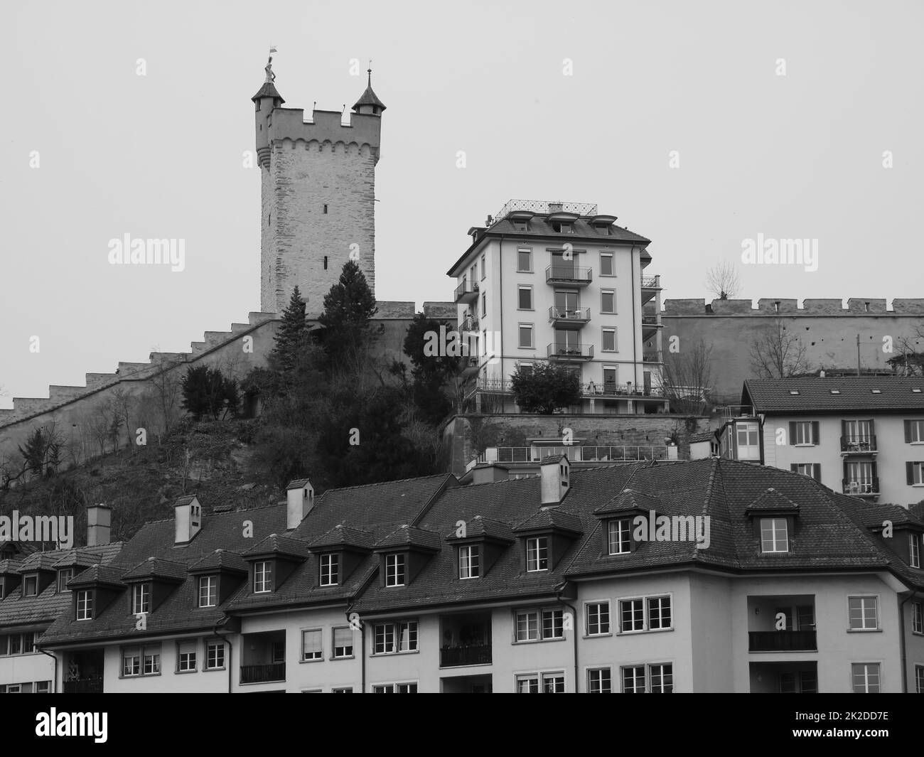Mannliturm, l'une des tours appartenant au mur de frittification des œufs musqués, Lucerne. Banque D'Images