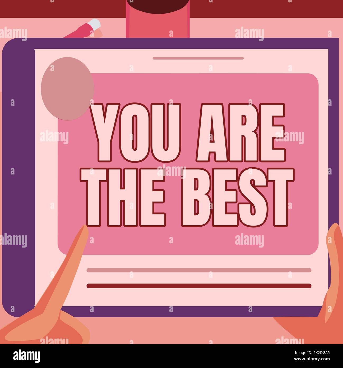 Légende conceptuelle vous êtes le meilleur. Photo conceptuelle vous êtes la meilleure illustration d'Une main en utilisant des plans de recherche de grandes tablettes pour de nouvelles idées étonnantes Banque D'Images