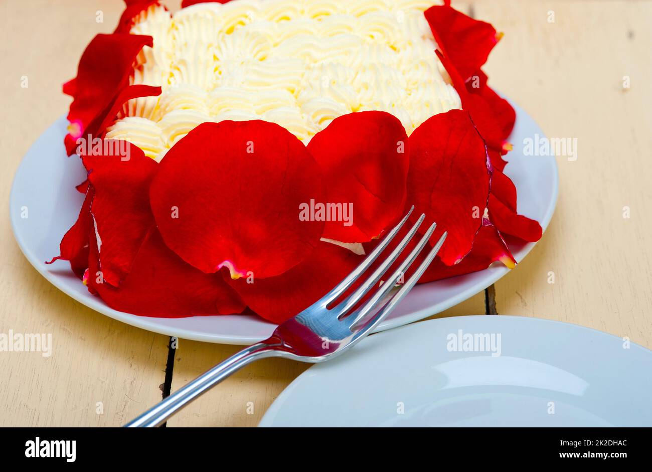 Gâteau à la mangue Crème fouettée Banque D'Images