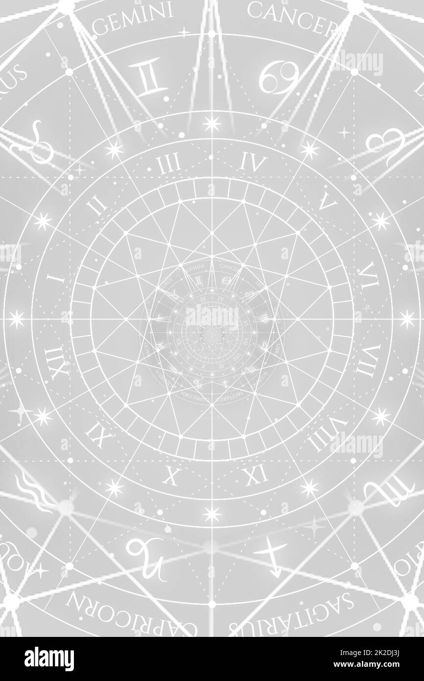 Signes du zodiaque arrière-plan de l'horoscope. Concept de fantaisie et de mystère Banque D'Images