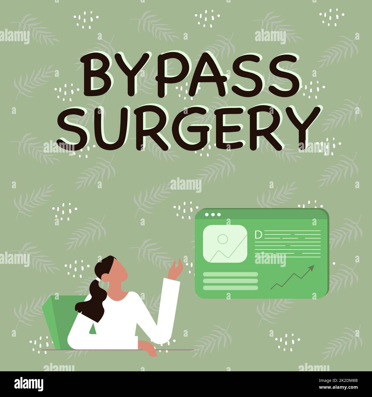 Affichage conceptuel Bypass Surgery. Internet concept type de chirurgie qui améliore le flux sanguin à la ligne de coeur dessin pour Lady assis présentant de nouvelles idées avec l'écran de navigateur Web Banque D'Images