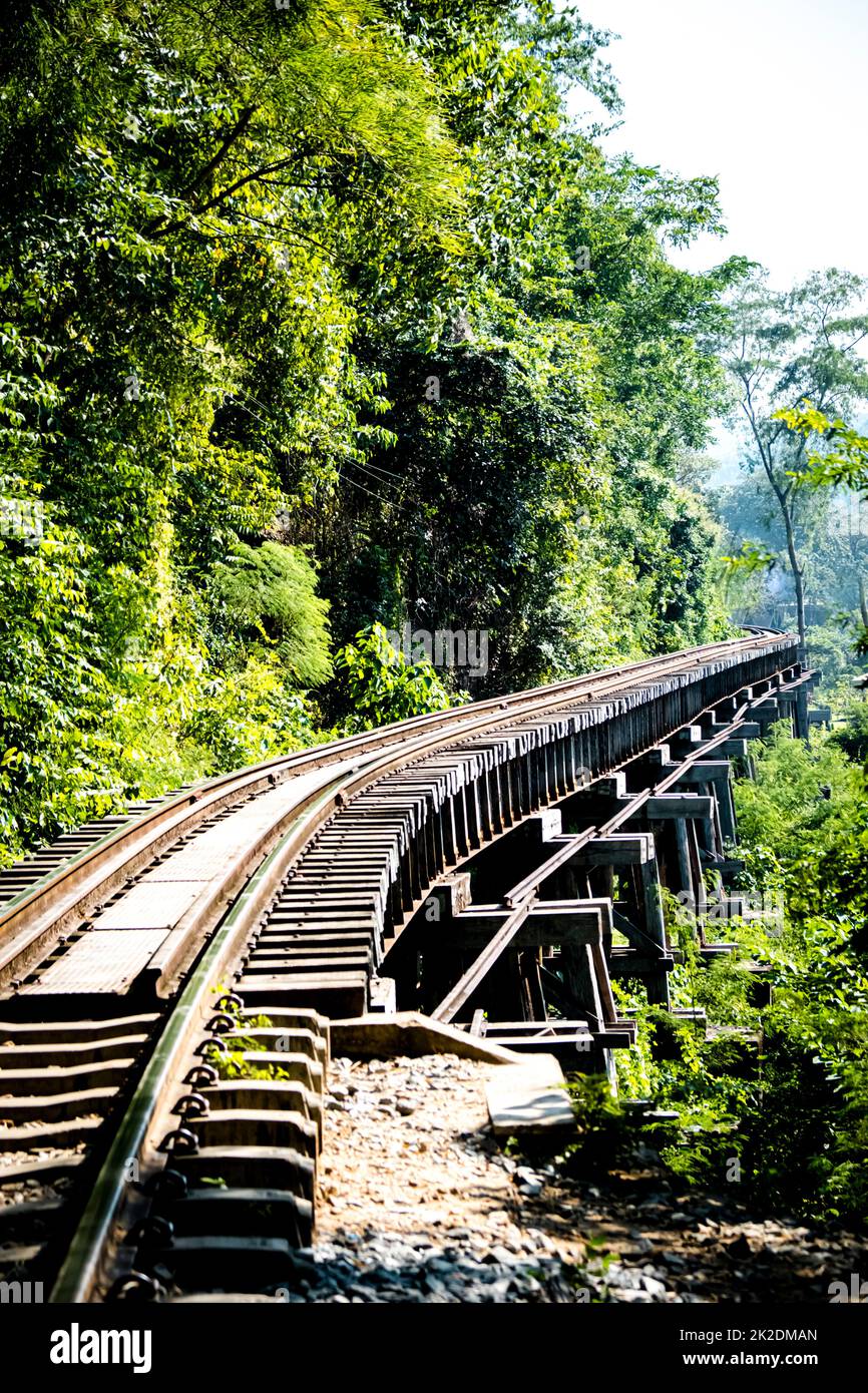 Chemin de fer Thai-Birmanie chemin de fer de la mort.ligne de chemin de fer de la Seconde Guerre mondiale à Kanchanaburi Thaïlande Banque D'Images