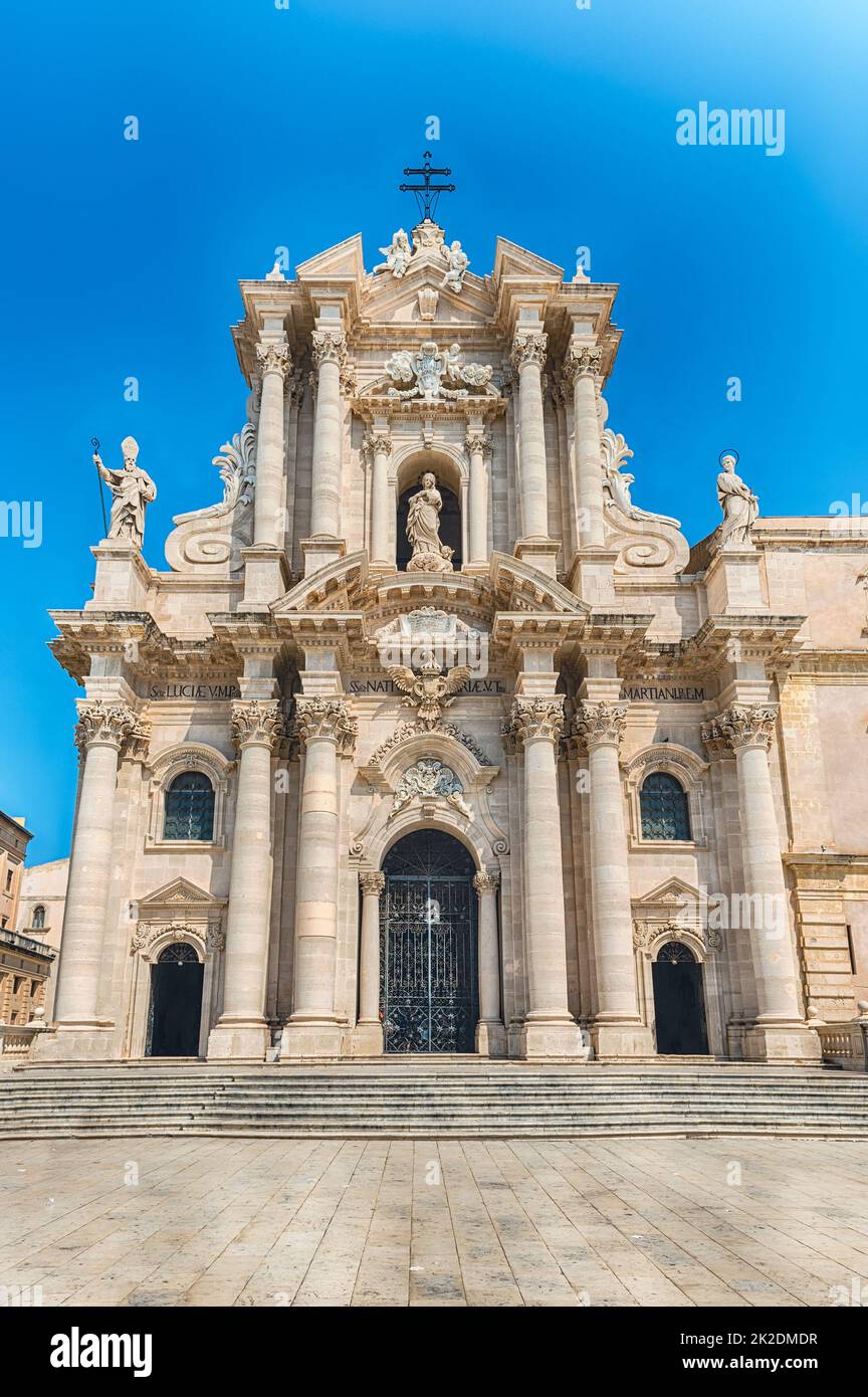 Cathédrale de Syracuse, site emblématique de l'île d'Ortygia, Italie Banque D'Images