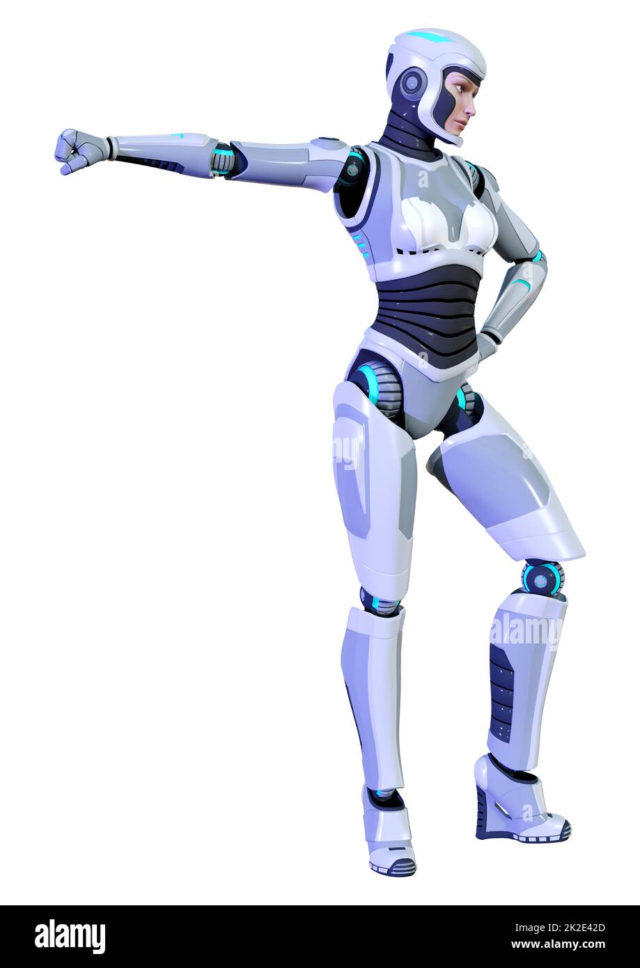 Le Rendu 3D Robot femelle on White Banque D'Images