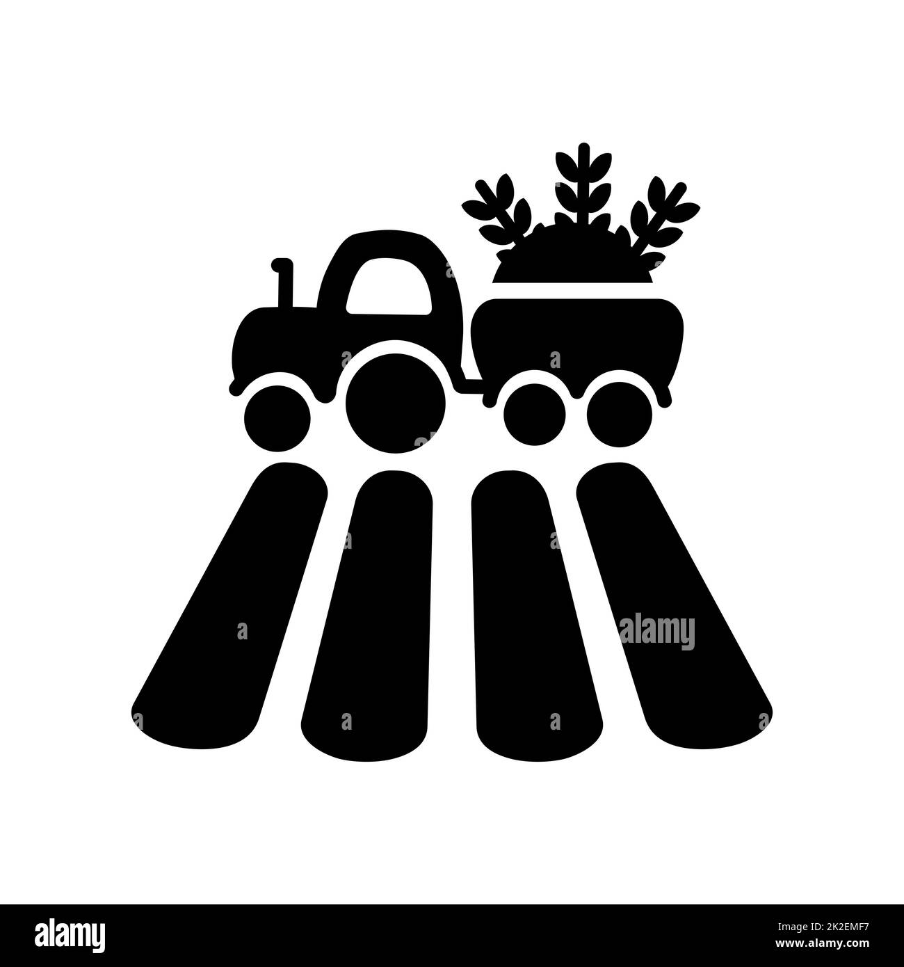 Icône de glyphe tracteur sur champ plat Banque D'Images