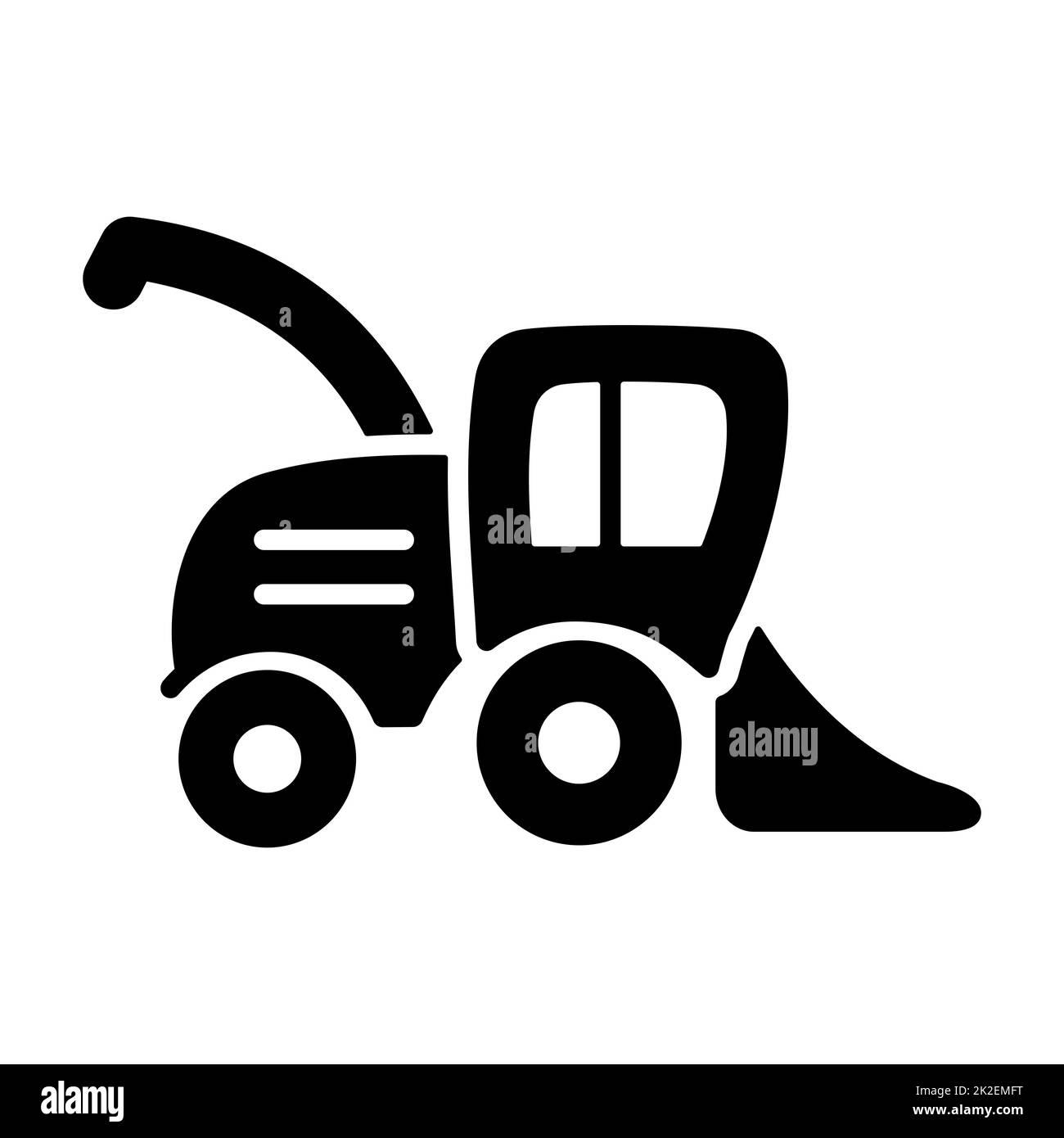Icône de glyphe à vecteur plat de la moissonneuse-batteuse Banque D'Images
