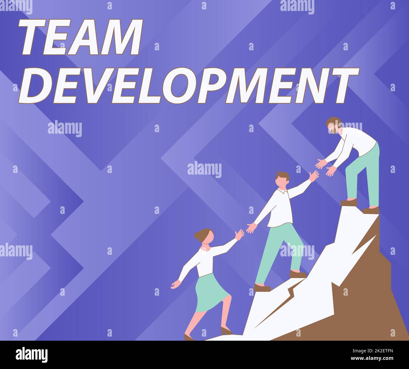 Affichage conceptuel développement de l'équipe. Idée d'entreprise Apprenez pourquoi et comment les petits groupes changent au fil du temps avec des collègues de graphes grimpant vers le haut Mountain atteindre le succès présentant Teamwork. Banque D'Images